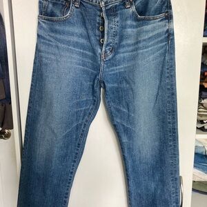 Moussy Vintage straight jeans denim raw finish, dented size 25 fly buttons